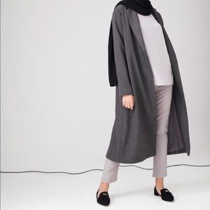 Charcoal Classic Wool Belted Midi Coat